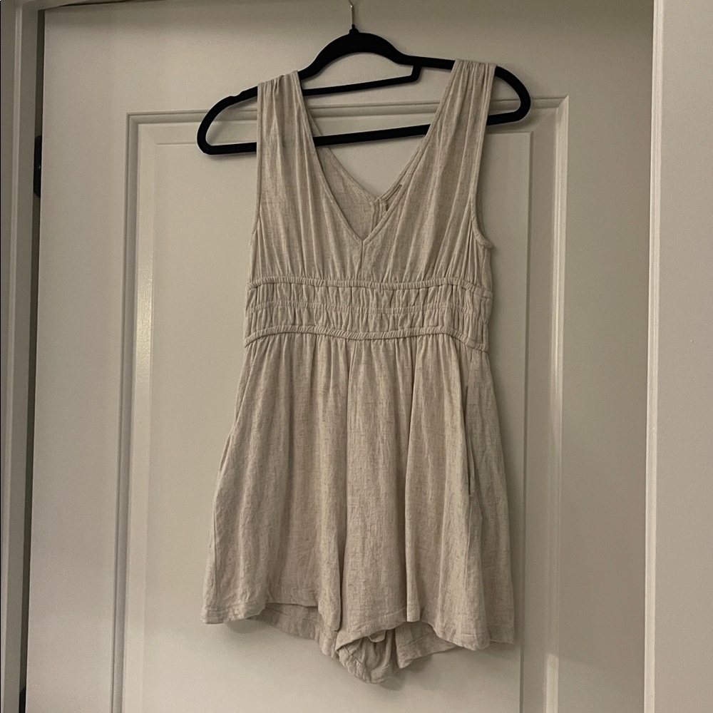 Beige Sleeveless Romper